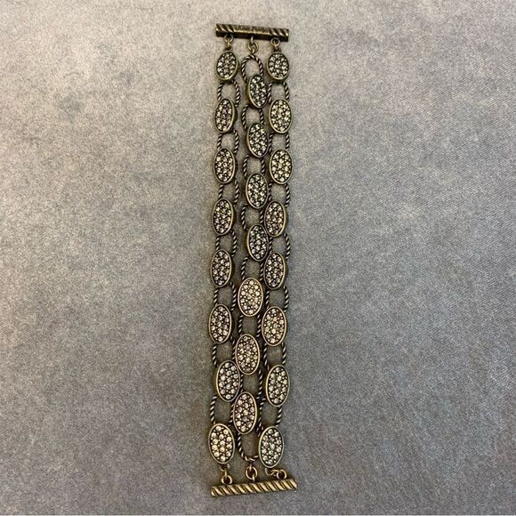 KIAM Family bronze brass tone layered Crystal rhinestone oval bracelet - Picture 1 of 10